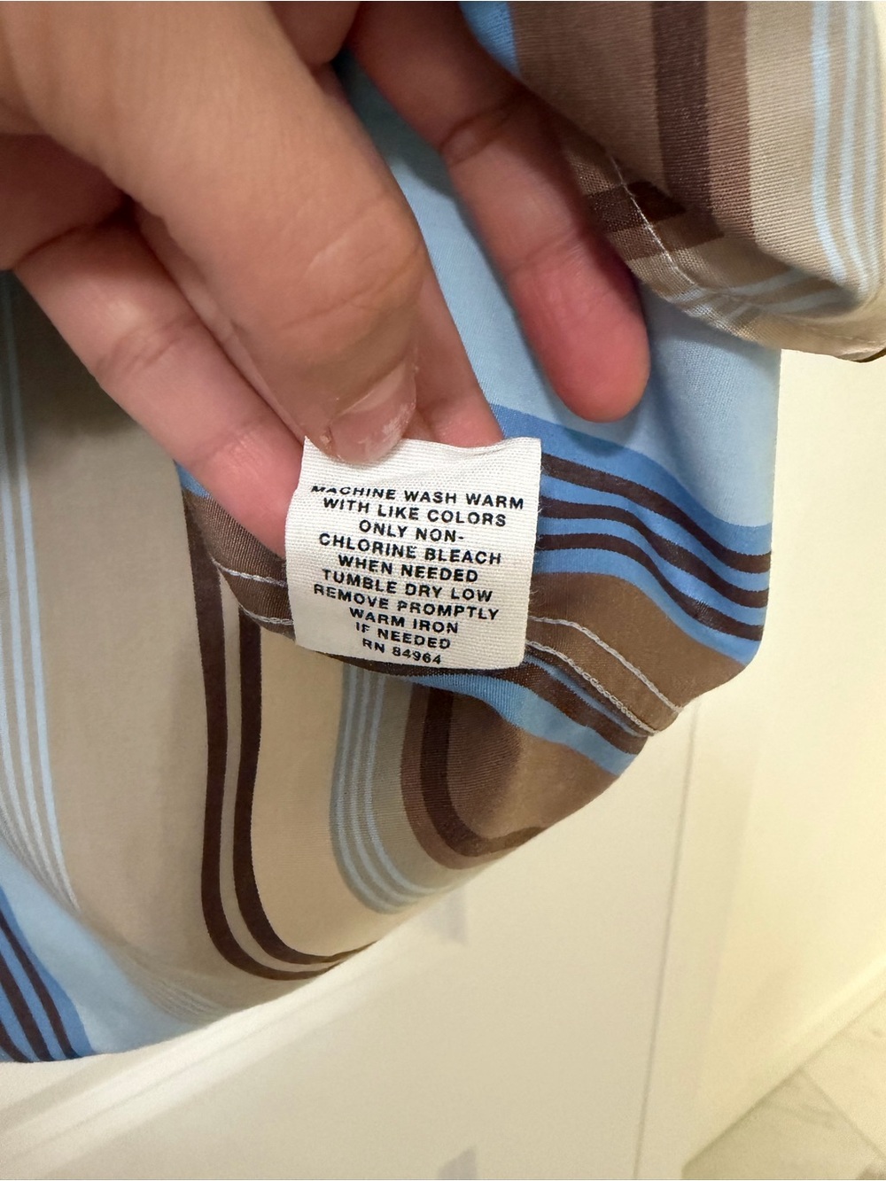 Express Men’s Dress Shirt Small S Blue Tan Brown Striped Button Up Long Sleeve - Picture 8 of 10